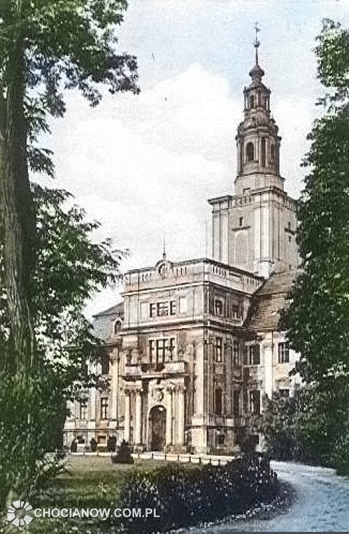 Pokolorowane czarno-białe zdjęcia pałacu