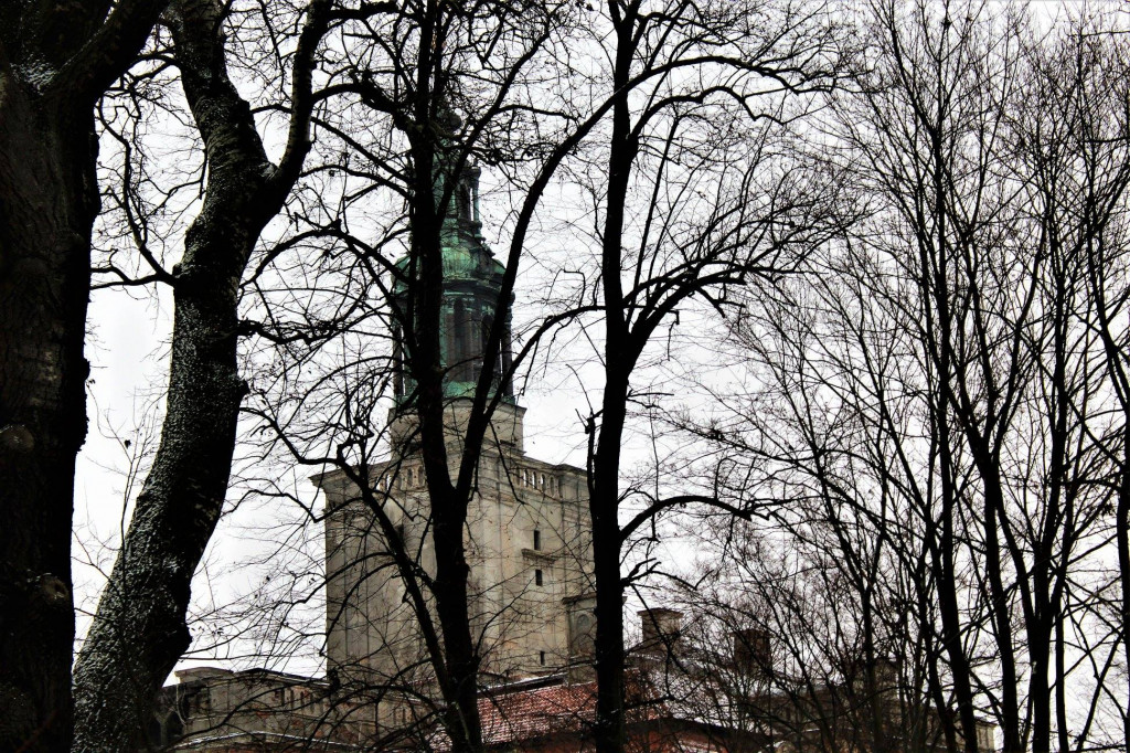 Chocianowski pałac w zimowej scenerii